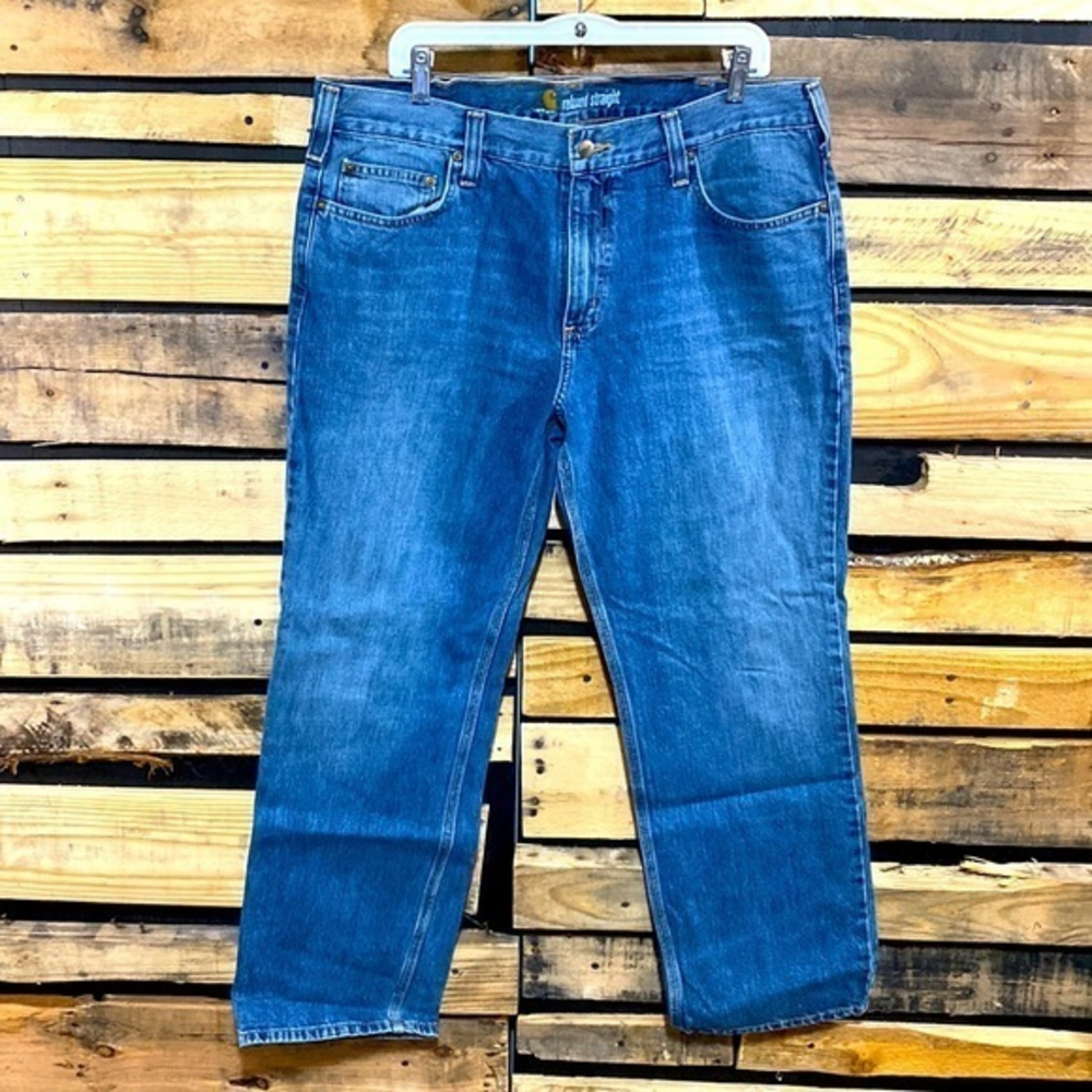 Men’s Carhartt Relaxed Straight Blue Jeans Size 38X30